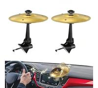 Tyatiyzn 2 Piezas Mini tambor de coche, Auto Crash platillo, Platillo coche, Para rejillas de ventilación, interiores de coches, decoración e instrumentos musicales. (Dorado)