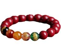TYBAODAN Pulsera de cinabrio Feng Shui, Pixiu cinabrio, rosario dragón guardián, adecuado para hombres y mujeres, simboliza riqueza y buena suerte. (8mm-Five Gods of Wealth)