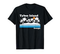 Tybee Island Georgia Vintage 80s Tropical Vacaciones Atardecer Camiseta