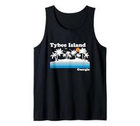 Tybee Island Georgia Vintage 80s Tropical Vacaciones Atardecer Camiseta sin Mangas