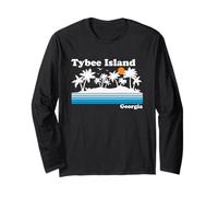 Tybee Island Georgia Vintage 80s Tropical Vacaciones Atardecer Manga Larga