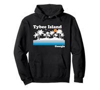 Tybee Island Georgia Vintage 80s Tropical Vacaciones Atardecer Sudadera con Capucha