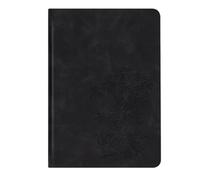 TYBGAU Boutique UK Cuaderno A5 de piel sintética con relieve, páginas de cuadrícula de puntos de 160 g de grosor con bordes dorados, marcapáginas de doble cinta y bolsillo trasero Diario(Noir)