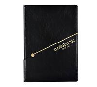 TYBGAU Boutique UK Cuaderno de negocios A5 o B5, costura de cuero de doble capa con bolsillo, 256 páginas de papel de 80 g, marcador de cinta Diario(Noir,B5)