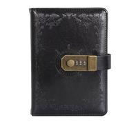 TYBGAU Boutique UK Cuaderno Retro B6 con bloqueo de contraseña, diario de libro de códigos Vintage de cuero PU, papel grueso de 260 páginas, Bloc de notas planificador diario Diario(Noir)