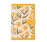 TYBGAU Boutique UK Diario de trabajo de cuero suave A5, 224 páginas, papel grueso de 100 g, espacio entre líneas de 9 mm, cubierta con estampado floral y cierre a presión Diario(Geel)