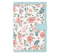 TYBGAU Boutique UK Diario de trabajo de cuero suave A5, 224 páginas, papel grueso de 100 g, espacio entre líneas de 9 mm, cubierta con estampado floral y cierre a presión Diario(Blu)
