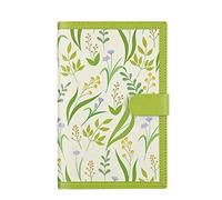 TYBGAU Boutique UK Diario de trabajo de cuero suave A5, 224 páginas, papel grueso de 100 g, espacio entre líneas de 9 mm, cubierta con estampado floral y cierre a presión Diario(Groen)