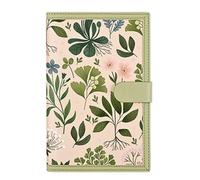 TYBGAU Boutique UK Diario de trabajo de cuero suave A5, 224 páginas, papel grueso de 100 g, espacio entre líneas de 9 mm, cubierta con estampado floral y cierre a presión Diario(Green 1)