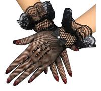 TYBGAU Boutique UK Guantes de encaje for mujer, guantes cortos de malla de tul transparentes for accesorios de fiesta de boda de Halloween Guantes de malla(Noir)