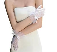 TYBGAU Boutique UK Guantes de lazo de malla de encaje negro for mujer, cortos formales, fiesta de té, guantes de tul transparente for disfraz, boda, graduación, Halloween Guantes de malla(Weiß)