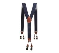 TYBGAU Boutique UK Vintage Leather Elastic Suspenders 6 Clips Male Casual Braces, Commercial Trousers Man's Strap for Work & Daily Wear
