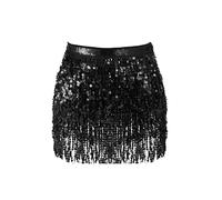 TYBGAU Boutique UK Women's Sequin Belly Dance Skirt, Sparkly Fringe Tassel Scarf Wrap for Dance Performance Costume & Parties Trajes de Baile(B)