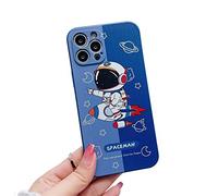 Tybiky Funda compatible con iPhone 12 Mini, diseño creativo de astronauta de astronauta, ultrafina, silicona, TPU, funda protectora para teléfono móvil, carcasa resistente a los arañazos, color azul, funda protectora para iPhone 12 Mini.