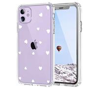 Tybiky Funda para iPhone 16, diseño de manzanas creativas, funda protectora de cojín de aire, resistente a los arañazos, TPU, antigolpes, silicona con airbag para iPhone 16, corazones blancos