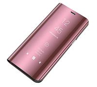 Tybiky Funda para iPhone XS/X, funda con espejo Smart Clear View con tapa para iPhone XS/X, función atril, carcasa trasera para iPhone XS/X, color oro rosa