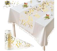 TYBYBB Camino de mesa para 18 cumpleaños, dorado, 28 cm x 5 m, mantel Happy Birthday para camino de mesa 18 regalos cumpleaños decoración mesa corredor de mesa dorado rollo de tela para niños niñas
