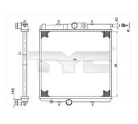 TYC Radiador refrigeración del motor Caja de cambios manual Ancho de red 380mm Longitud de red 398mm Profundidad de red 23mm 726-0017-R