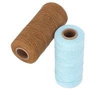 TYCIONG Hilo de Algodón Suave y Resistente a la Tracción, Hilo de Urdimbre 8/4 para Tejer, 2 Rollos para Tejer, Marrón + Azul Claro, 820,2 Pies para de Punto