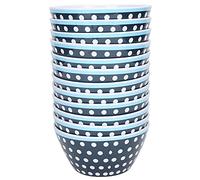 TYCIONG Juego de 12 Ensaladeras de Melamina Duraderas para Cocina Casera, Cuenco de Comida de 6 X 3 Pulgadas para Ensalada, Fruta, Sopa de Pasta, para Uso en Restaurantes (puntos azul oscuro)