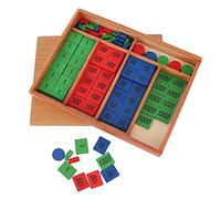 TYCIONG Juego de Sellos de Madera, Juguete Educativo para Niños Que Aprenden Matemáticas, Sellos Verdes, Azules y Rojos para Preescolar de Más de 36 Meses, Madera de 8,5x1,4x11,3 Pulgadas