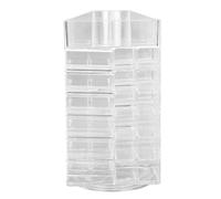 TYCIONG Organizador de Labiales, Pantalla Giratoria de 360 grados con 53 Ranuras y 5 Ranuras Superiores Grandes, Almacenamiento Cosmético Transparente para Brillo de Labios, Pinceles