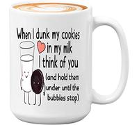 TYCLTY Funny Milk & Cookies - Taza multicolor de 325 ml, regalo de cumpleaños y pareja, When I Dunk My Cookies In My Milk, I Think Of You