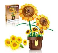 TYCOLE Girasoles Set de Construcción, Ramo de Flores Artificiales para Decoración Hogar Oficina, Colección Botánica Amarillas para Adultes Mujeres Niñas, Regalo 291 Piezas