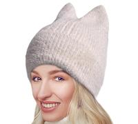 TyCylKu de oreja de gato,Gorro de oreja de gato hecho | Gorro de crochet cálido para mujer - cómodo a prueba de viento, gorros de con orejas de, sombreros de ganchillo para mujer
