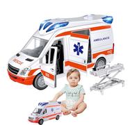 TyCylKu Juguetes para niños Ambulancia 27x10x14cm PP Luces y sonidos vehículo de rescate juguete con camilla de apertura portón trasero ambulancia de juguete ambulancia para 3-8 años