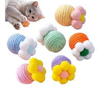 TyCylKu Pelota para gatos | juguete de cuerda para gatos | 6 piezas rascador con campana para movimiento caza interior exterior cumpleaños Navidad enriquecimiento rascado