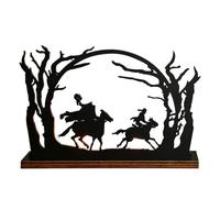 TyCylKu Portavelas gótico, Estatua de Caballero sin Cabeza, Silueta de árbol Muerto de Madera, Figura de Caballo para, Lugar de Trabajo, Chimenea, Cocina, Dormitorio