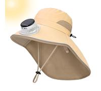 TyCylKu Sombrero con Ventiladores Solares, Gorro Ventilador Refrescante, ala Ancha Protección UV Transpirable para Niños Niñas Playa Senderismo Vacaciones