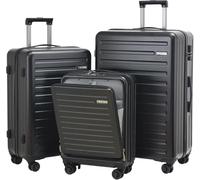 TydeCkare Juego de equipaje ABS y PC de 2028 pulgadas con ruedas giratorias ligeras., Negro -, 3-Piece Set (20/24/28), Moda