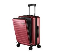 TydeCkare Maleta con Bolsillo Frontal para Portátil M/56cm 45L ABS+PC Material de Carcasa Dura Equipaje de Mano, 4 Ruedas Dobles Giratorias 360º y Candado TSA, Trolley Retráctil, Burdeos