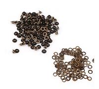 Tyenaza 100 piezas Bronce Metal Ojales, DIY Remache Accesorios Kit de Ojal con arandela para Ropa de Zapatos Bolsas de artesanía de Cuero Etiquetas(4mm)