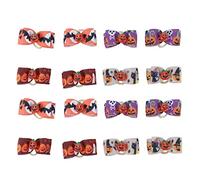 Tyenaza 16pcs Pet Headwear, Dog Hair Bows Cute Mix Colors Pet Bowknot Headdress with Rubber Band for Halloween