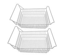 Tyenaza 2 cestas de congelador para congelador horizontal, cesta de almacenamiento de alambre para el hogar, organizador con asas altas y bajas para gabinete de despensa de cocina (50x27cm /