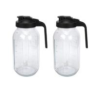 Tyenaza 2 jarras de vidrio con tapa, jarra de té solar de 64 oz, jarra de medio galón con tapa hermética de boca ancha para té helado, café frío, agua de nevera, leche, jugos (Quiero)