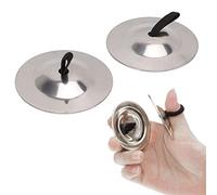 Tyenaza 2 platillos de dedo, cobre puro resistente al desgaste, campana de dedo de fácil agarre para fiestas, bailes, danzas del vientre, celebración navideña (Plata)