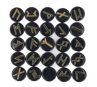 Tyenaza 25pcs Rune Stone Set, Crystal for Witch Beginners Witchcraft Divination Meditation espiritual (Obsidiana)
