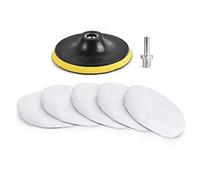 Tyenaza Almohadilla para Pulir Lana, Accesorio Amortiguador De Taladro con Esponja Autoadhesiva con Adaptador De Taladro para Abrillantado para Coche, 7 Uds.(6 Inch)