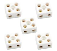 Tyenaza Bloque de Terminales de Cerámica, Regleta Ceramica, 5 piezas Conector de Cable Bloque de Terminales de Cableado de Cerámica de 2 Posiciones y 5 Orificios