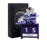 Tyenaza Bloques de Calendario de Madera, Calendario Perpetuo de Madera Cuenta Regresiva Mes Fecha Bloque Cubos Calendario Lindo, Regalo de cumpleaños y Festival para niños y Amigos(Púrpura)