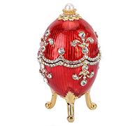 Tyenaza Box Egg Esmaltado Joyero, Cajas de Baratijas de Huevo Estilo Fabergé Vintage, Esmalte Huevo de Pascua Organizador de Joyas, DecoracióN de Escritorio para el Hogar, Joyero, Regalos(5 x 9,5 cm)
