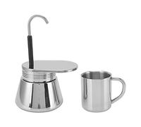 Tyenaza Cafetera Moka de un Solo Pico, Cafetera Italiana Clásica de 220 Ml, Mini Cafetera Espresso para Estufa, Juego de Moka de café DIY, con Copa, para Fiestas Al Aire Libre, Viajes(12,5 x 21 cm)