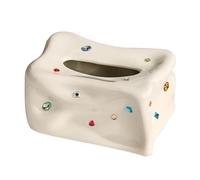 Tyenaza Caja De Pañuelos De Cerámica, Estuche Decorativo Elegante, Dispensador De Servilletas De Pañuelos Faciales para El Hogar, Oficina, Comedor(Beige)