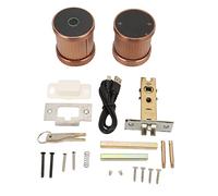 Tyenaza Cerradura de puerta de entrada sin llave Huella digital Contraseña Control de aplicación Cerradura de puerta biométrica inteligente (Café Rojo)