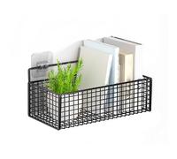 Tyenaza Cesta de Almacenamiento de Pared, Cestas de Almacenamiento de Metal Colgantes, Soporte de Pared de Cesta de Alambre de Metal, Sin Taladrar, para Dormitorio, Baño, Cocina, Negro(27x15x9cm)