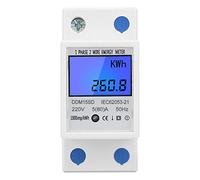 Tyenaza Contador de Energía Digital, DDM15SD Medidor de Energía Multifunción Monofásico de 2P con Pantalla LCD Retroiluminada de 5-80 A, Carril DIN de 35 mm, para Doméstico/Industrial(8,6x4,2x7,2cm)